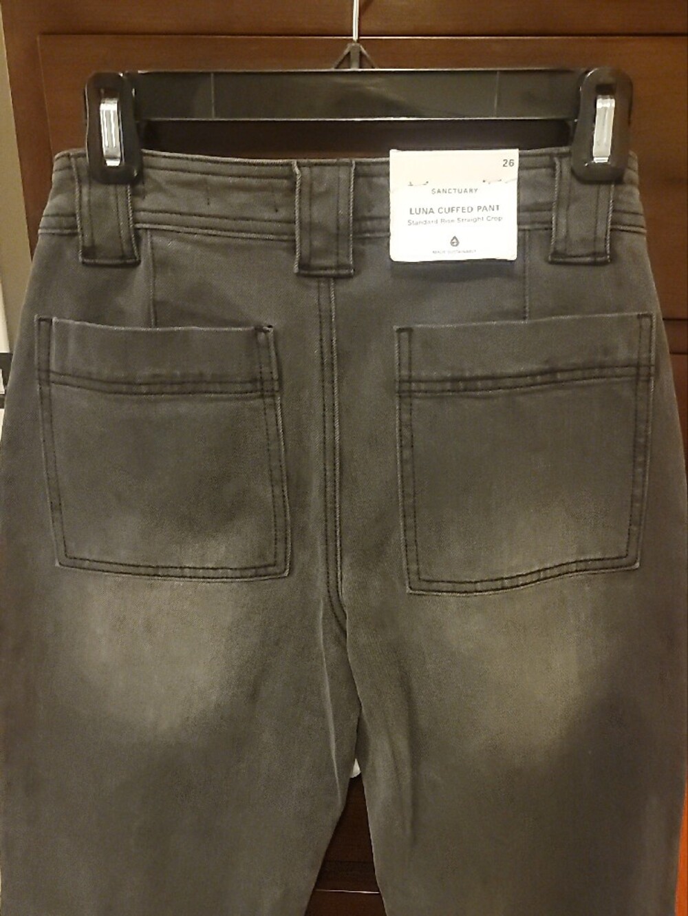 NWT Sanctuary Luna Cuffed Pant Standard Rise Straight Crop Button-Fly Pants 26 - Picture 7 of 9